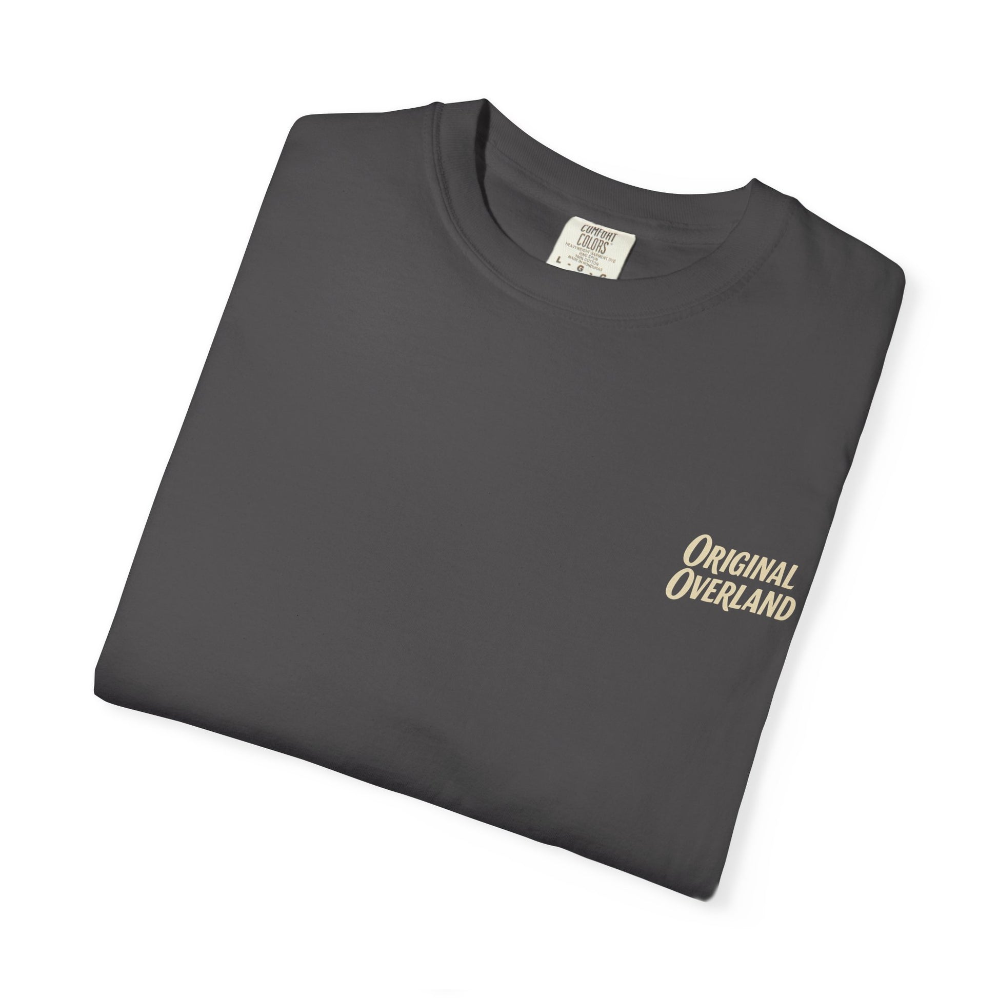 Folded navy Still Not a Jeep FJ40 tee showing garment-dyed cotton texture